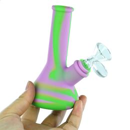 New design Moon silicone pipe smoking silicone bong Dab rig glass rig with glass bowl portable hookah