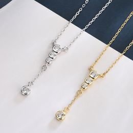 Loioloy 925 Sterling Silver Minimalism Water Drop CZ Chains Around The Neck Woman Gold Necklace Q0531