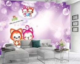 Photo Wallpaper 3d Flower 3d Mural Wallpaper Purple Dream Balloon Cute Rabbit Living Room Bedroom Wallcovering HD 3d Wallpaper