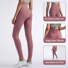 see through yoga pants NZ - Non-see Through Nude Feel Yoga Pants One-piece Cut Out High Waist Colorvalue Leggings Stretch Push Up Running Workout kg-103
