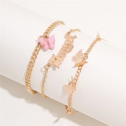 3PCS / 세트 나비 여성 체인 Anklet 팔찌 섹시한 맨발의 샌들 비치 발 사슬 레이디 파티 쥬얼리