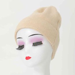 2021 cashmere women's autumn knitted laser warm and lovely hat fashion versatile Pullover Hat Winter