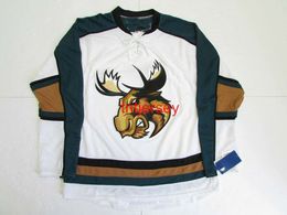 STITCHED CUSTOM MANITOBA MOOSE AHL WHITE HOCKEY JERSEY ADD ANY NAME NUMBER MENS KIDS JERSEY XS-5XL