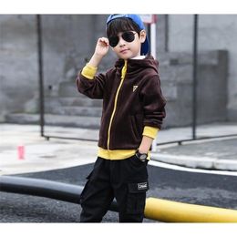 Giacche abbigliamento per bambini 2020 autunno e inverno nuovo più velluto ispessimento ragazzo marea coreano ragazzo grande hbn 39 COAT LJ201007