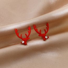 S2690 Fashion Jewellery S925 Silver Post Red Deer Stud Earrings Cute Elk Earrings Antler Earring