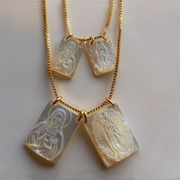 Promotion! 8x11mm & 12x16mm Natural Sacred Heart of Jesus Mother Pearl Shell Necklace