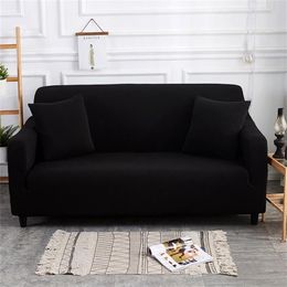 Modern Solid Black single 2 3 4 Seater Sectional Corner Elastic Sofa Cover for Living Room Armchair L Type Couch Cover Stretch 201222