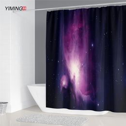 Purple Galaxy Cosmic Printed Shower Curtain Bathroom Decoration Mildew Washable Curtains Can Be Customised With Hook Curtains T200711