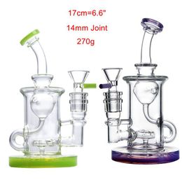 Toru Hookahs Heady Showerhead Perc Smoking Tool Water Pipes Recycler Bong Klein Oil Dab Rig 14 Female Joint Glass Bongs