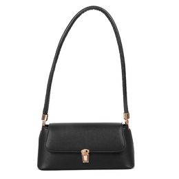 HBP Women Casual Leather Handbag Classic Texture Creative Delicate Design Ladies Hit Color Small Totes Travel Shoulder Bag BLACK