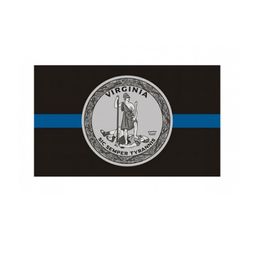 Virginia State Flag Thin Blue Line Flag 3x5 FT Police Banner 90x150cm Festival Gift 100D Polyester Indoor Outdoor Printed Flag