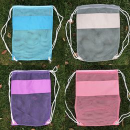 Heavy Duty Mesh Drawstring Bag Beach Shell Backpack for Holding Shell Toys