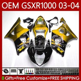 OEM Bodys For SUZUKI GSXR1000 K3 GSXR 1000 CC 03-04 Bodywork 67No.138 GSXR-1000 K 3 GSX R1000 2003 2004 GSX-R1000 1000CC 03 04 Injection Mould Fairing Golden black 100% Fit