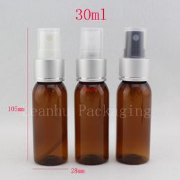 30ml X50 empty brown round plastic liquid spray pump bottles, cosmetic packaging bottle,cosmetic makeup setting bottlegood package