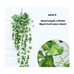 10pcs Green Artificial Fake Hanging Vine Plant Leaves Foliage Flower Garland Home Garden Wall Hanging Decoration