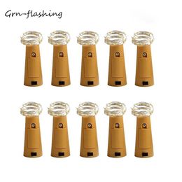 10 Pcs/lot Wine Bottle Fairy Lights Cork Shaped Starry LED String lights Holiday Lighting For Wedding Party Home Room Decoration Y200603