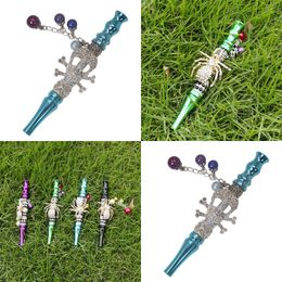 Removable Filter Hookahs Mouth Tips Inlay Rhinestone Hookahs Shisha Metal Pendant Bead Smoking Pipe Reusable Cigarette Holder New 15gl L2