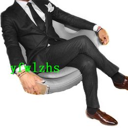 Popular Two Buttons Groomsmen Notch Lapel Groom Tuxedos Men Suits Wedding/Prom Best Man Blazer ( Jacket+Pantst+Tie) Y186