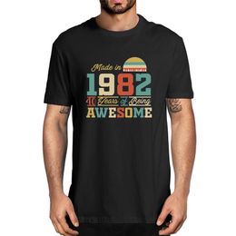 100% Cotton 1982 40 Years of Being Awesome 40th Birthday Gifts Men's Novelty T-Shirt Women Casual Streetwear Harajuku Tee Top 220224