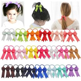 40Pcs/20Pair 2.5 Inch Cheer Bows For Girls Ponytail Holder Cheerleading Bows Elastic Hair Ties Bands For Baby Girls Kids Childre LJ201226