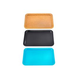 Rolling Tray Plastic Tobacco 18x14cm S Size Small Hand Roller Roll Tin Pure Color Case Spice Cartoon Plate Smoking 3 Colors T3I51704