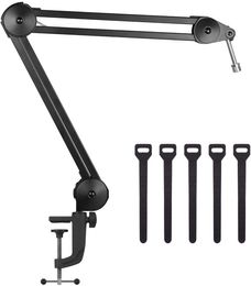 Microphone Arm Stand, Heavy Duty Mic Arm Microphone Stand Suspension Scissor Boom Stands with Mic Clip and Cable Ties for Blue Yeti Snowball