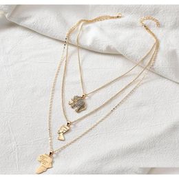 S1582 Hot Fashion Jewellery Multi-layer Necklace Metallic Elephant Egyptian Pharaoh Yan Heart Africa sqcPCd queen66