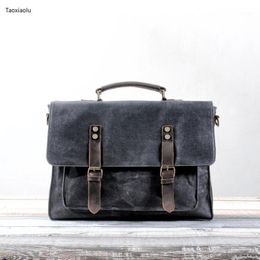 Briefcases Classic Retro Workwear Handbags Art Canvas Crossbody Men Street Trend Postman Computer College Fresh Shoulder Bag1