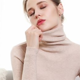 Autumn and Winter New Cashmere Sweater Women High Collar Pullover Fashion Sweater Warm Bottom Sweater 201111