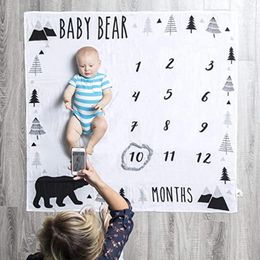 0-12M Baby Milestone Blanket Monthly Baby Blankets Newborn Soft Photography Props Background Blanket Carpet1