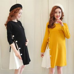 M-2xl Vestido Maternity Clothes Autumn Long Sleeve Cotton Pregnant Dressmaternity Dresses Pregnancy Clothes For Pregnant Women LJ201123