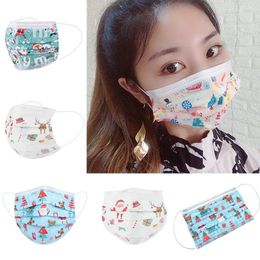 DHL Free Kids Respirator Disposable Christmas Face Mask with Elastic Ear Loop 3 Ply Breathable for Blocking Dust Air Anti-Pollution Mask