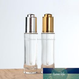30ml Essential Oil Bottle Transparent Glass Gold Silver Dropper Container Women Cosmetic Empty Container Refillable 1oz