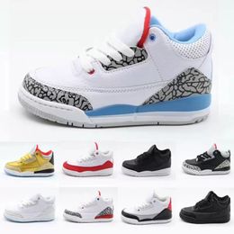 wholesale kid shoes Australia - Jumpman 3 3s basketball shoes designer kids shoes white black cement infrared 23 wolf grey children boots sneakers for boys girls outdoor Sports Trainers Size 25-34