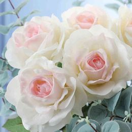 Gifts for women 5Pc High Quality Rose Artificial Flowers Feel Real Touch Roses Flower for Home Decoration Party Event Wedding Flower Arrangement