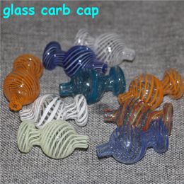 Colourful Glass Carb Cap for quartz banger dab nail Oil Rig glass water bong pipes glass ash catcher for bong