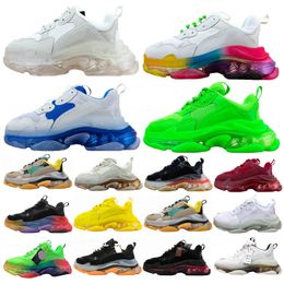 Paris crystal bottom Hombres Mujeres diseñador zapatillas de deporte triple plataforma Zapatillas de deporte para hombre arco iris blanco azul amarillo entrenamiento Zapatillas deportivas zapatillas tamaño 35-45