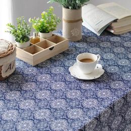 Hot sales Neo-classical style of Japanese blue printed table cloth cover home cooking tea towel cotton table cloth