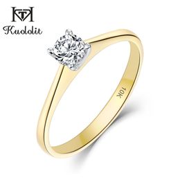 Kuololit 10K Yellow &White Gold 100% Natural Moissanite D Gemstone Rings for Women Wedding Engagement Bride Gifts Fine Jewellery Y200321