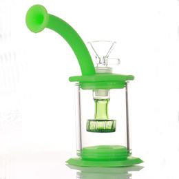 Mini silicone bong Percolators Removable Straight Water Pipes honeycomb Smoking Glass Bowl Bongs With Quartz Banger hookahs