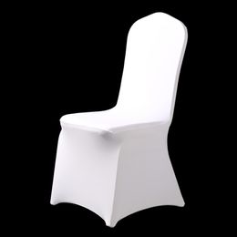 50Pcs 100Pcs Stretch Elastic Universal White Spandex Wedding Chair Covers for Weddings Party Banquet Hotel Polyester Fabric T200601