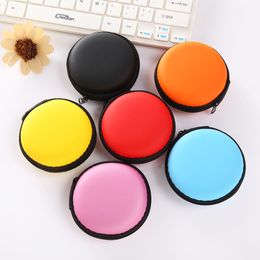 Candy Colors Round Shape Earphone Storage Boxes Without Earphone Data Line Jewelry Container Organizer Coin Purse Box 8cm