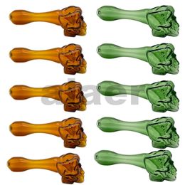 alaer Pyrex Oil Burner Pipes Thick skull Smoking Hand spoon Pipe 3.93 inch Tobacco Dry Herb For Silicone Bong Glass Bubbler