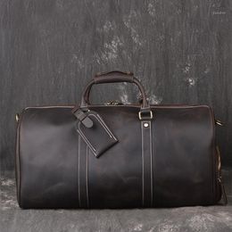 Duffel Bags 2021 Black Outdoor Business Travel Bag Genuine Leather Shoulder Diagonal Large Capacity Handbag For Gift LD7651