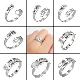 Vintage Letter Open Ring Adjustable Women Men Statement Rings Personalised Engraved Girls Signet Ring for Party