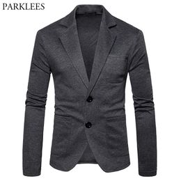 Mens Knitting Suits Blazers Fashion Casual Slim Fit Single Breasted Two Button Suit Blazer Jacket Men Terno Masculino LJ201103