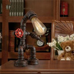 Robot water pipe table lamps industrial retro style personalized water pipe lamp coffee shop bar creative desk lights