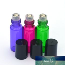 3pcs Colourful 5ml Roller Glass Bottle Fragrance Perfume Essential Oil Empty Bottle 5ml Roll-On Black Plastic Cap Bottle