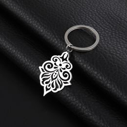 10Pcs/Set Vintage Flower Filigre Charm Key Chains Finder Women Stainless Steel Key Ring Holder Keychain Keyrings Pendant For to Bag