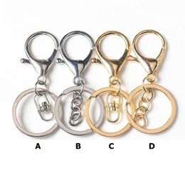 New Silver Gold Metal Lobster Clasp Tone Key Chains Round Split Keychain Car Key Rings WB2944